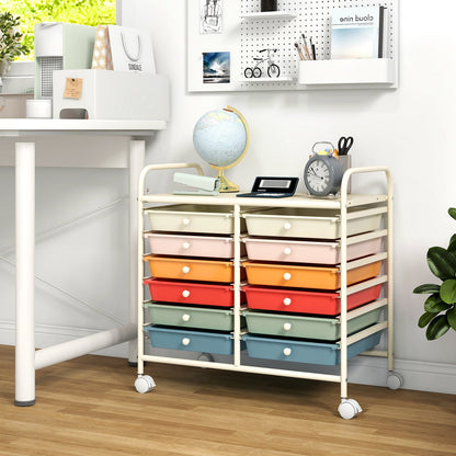 12 Drawers Rolling Storage Cart for Home and Office-Black