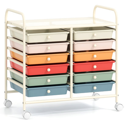 12 Drawers Rolling Storage Cart for Home and Office-Black
