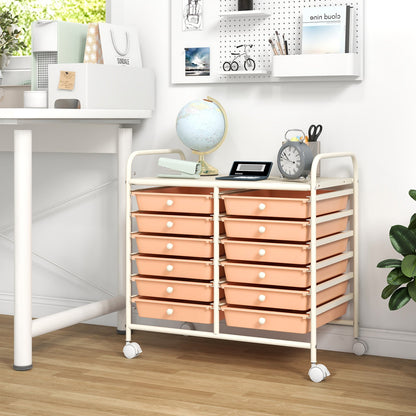 12 Drawers Rolling Storage Cart for Home and Office-Black