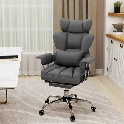 Big and Tall Executive Office Desk Chair with Footrest and Lumbar Support-Black