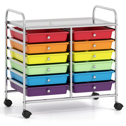 12 Drawers Rolling Storage Cart for Home and Office-Black