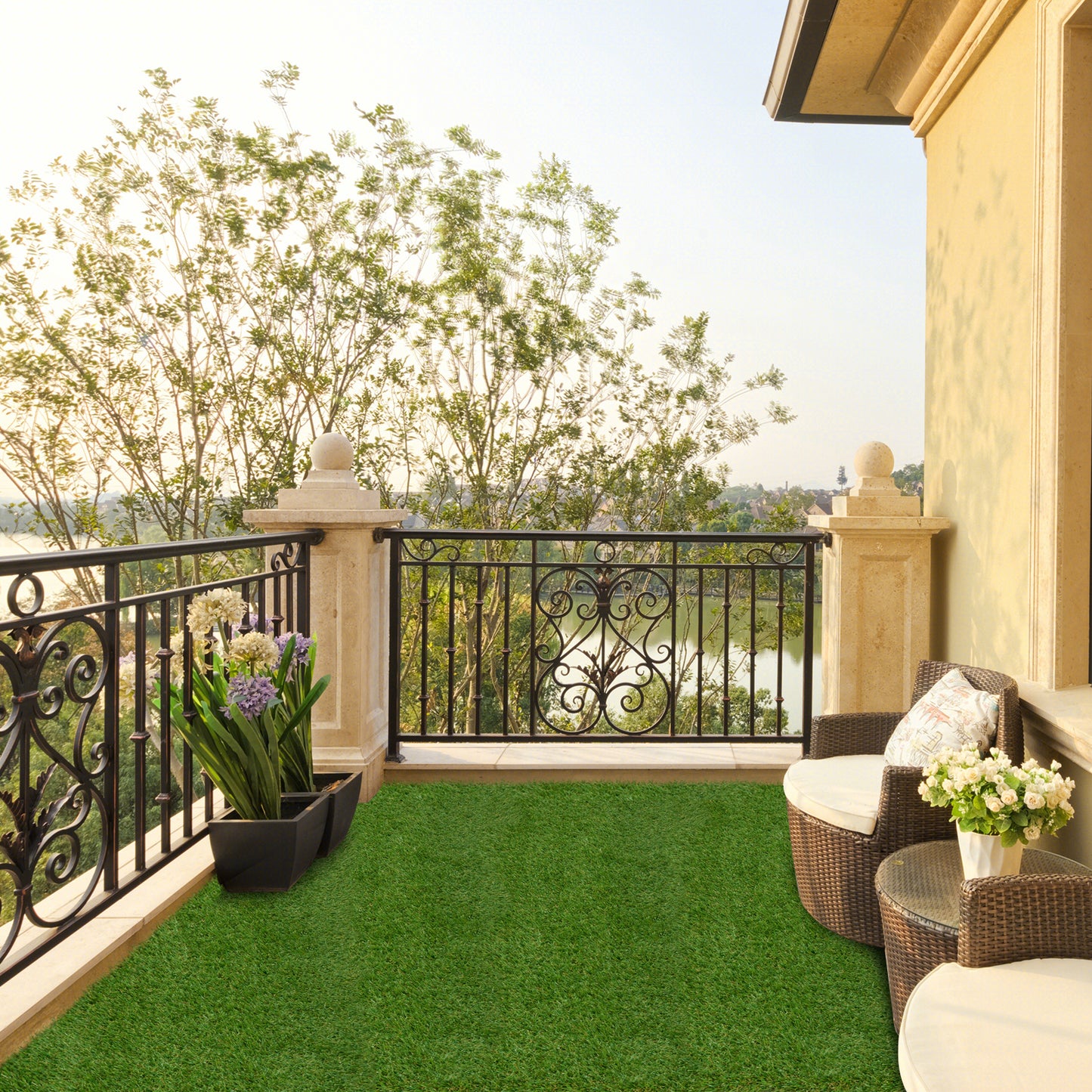 Indoor Outdoor Synthetic Turf Mat with Drainage Holes-S