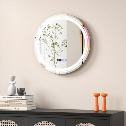 Anti-Fog Round Led Bathroom Mirror with 3 Color LED Lights-L