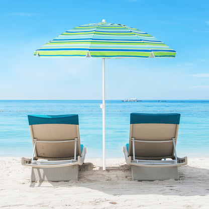 6.5 Feet Patio Beach Umbrella with Waterproof Polyester Fabric-Blue