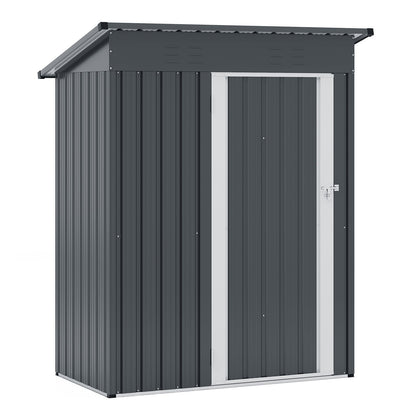 5 x 3 Feet Outdoor Storage Shed with Sloped Roof and Lockable Door-Gray