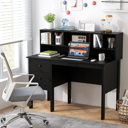 48 Inch Computer Desk with Drawers Power Outlets-Black