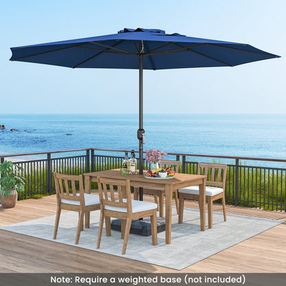 12 Feet Patio Umbrella with Crank Handle and 8 Sturdy Ribs-Beige