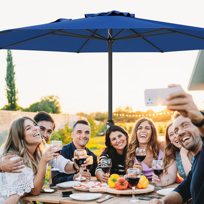 12 Feet Patio Umbrella with Crank Handle and 8 Sturdy Ribs-Beige