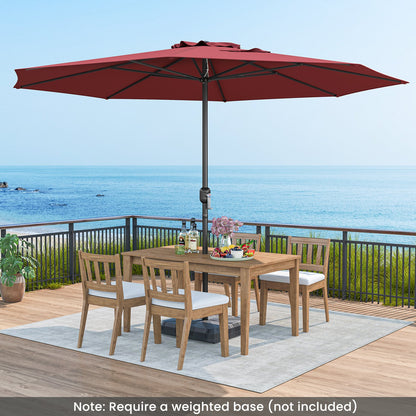 12 Feet Patio Umbrella with Crank Handle and 8 Sturdy Ribs-Beige