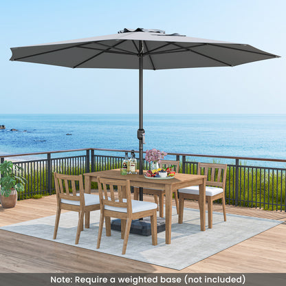 12 Feet Patio Umbrella with Crank Handle and 8 Sturdy Ribs-Beige