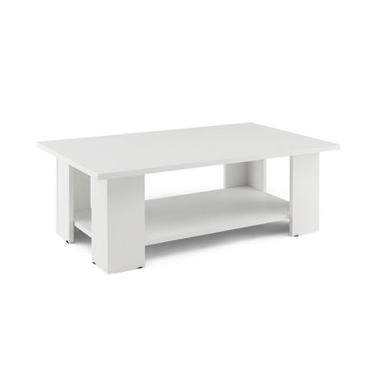 Large 36/41 Inch 2-tier Wooden Modern Coffee Table with Storage Shelf-Black