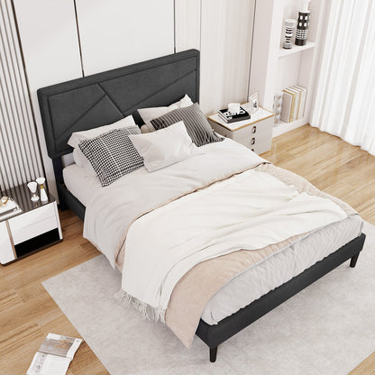 Twin/Full/Queen Size Upholstered Platform Bed Frame with High Headboard-Twin
