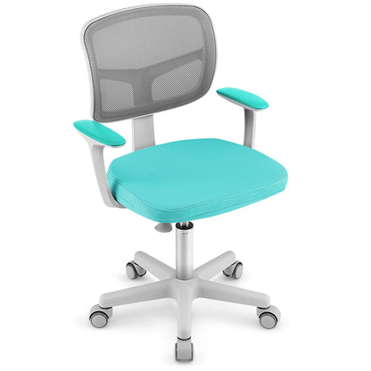Adjustable Desk Chair with Auto Brake Casters for Kids-Blue