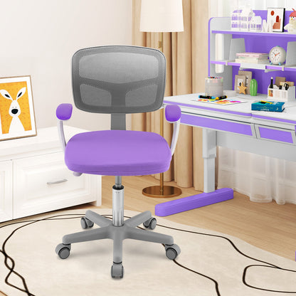 Adjustable Desk Chair with Auto Brake Casters for Kids-Blue