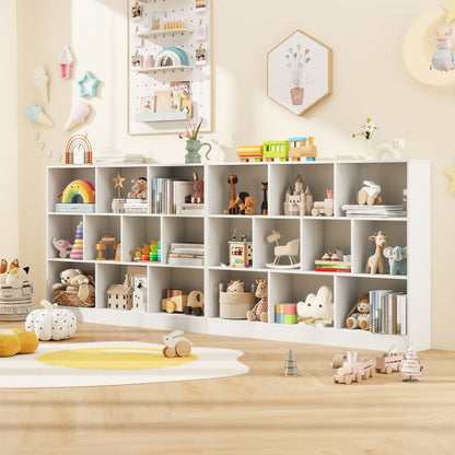 41 inches Wooden Toy Storage Organizer with 10 Cubes for Classroom Daycare Nursery Kindergarten-Natural