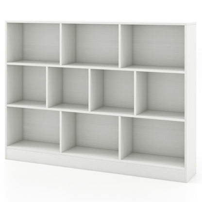 41 inches Wooden Toy Storage Organizer with 10 Cubes for Classroom Daycare Nursery Kindergarten-Natural