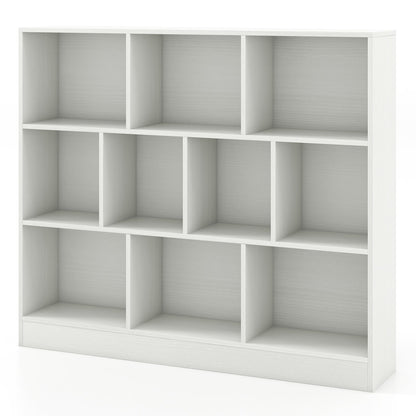 41 inches Wooden Toy Storage Organizer with 10 Cubes for Kids-Natural