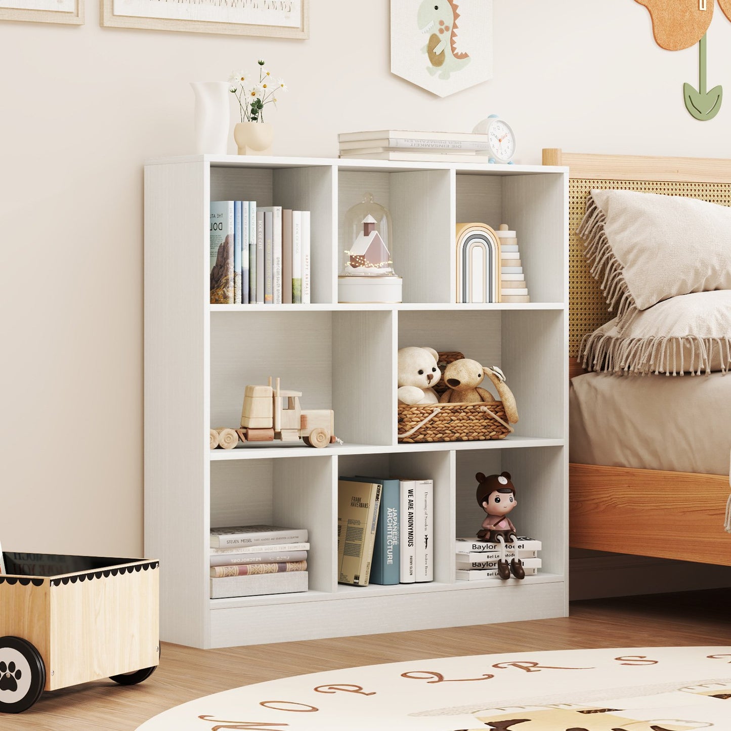 41 Inches 8-Cube Freestanding Bookcase for Kids-Natural