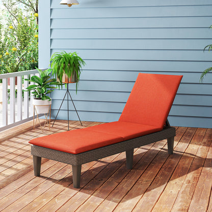 Patio Lounge Outdoor Recliner Chair with Cushion 3-Position Adjustable Backrest-Beige