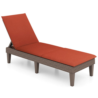 Patio Lounge Outdoor Recliner Chair with Cushion 3-Position Adjustable Backrest-Beige
