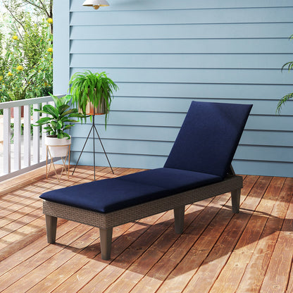 Patio Lounge Outdoor Recliner Chair with Cushion 3-Position Adjustable Backrest-Beige