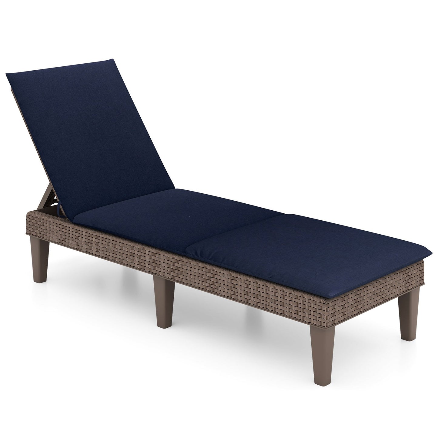 Patio Lounge Outdoor Recliner Chair with Cushion 3-Position Adjustable Backrest-Beige
