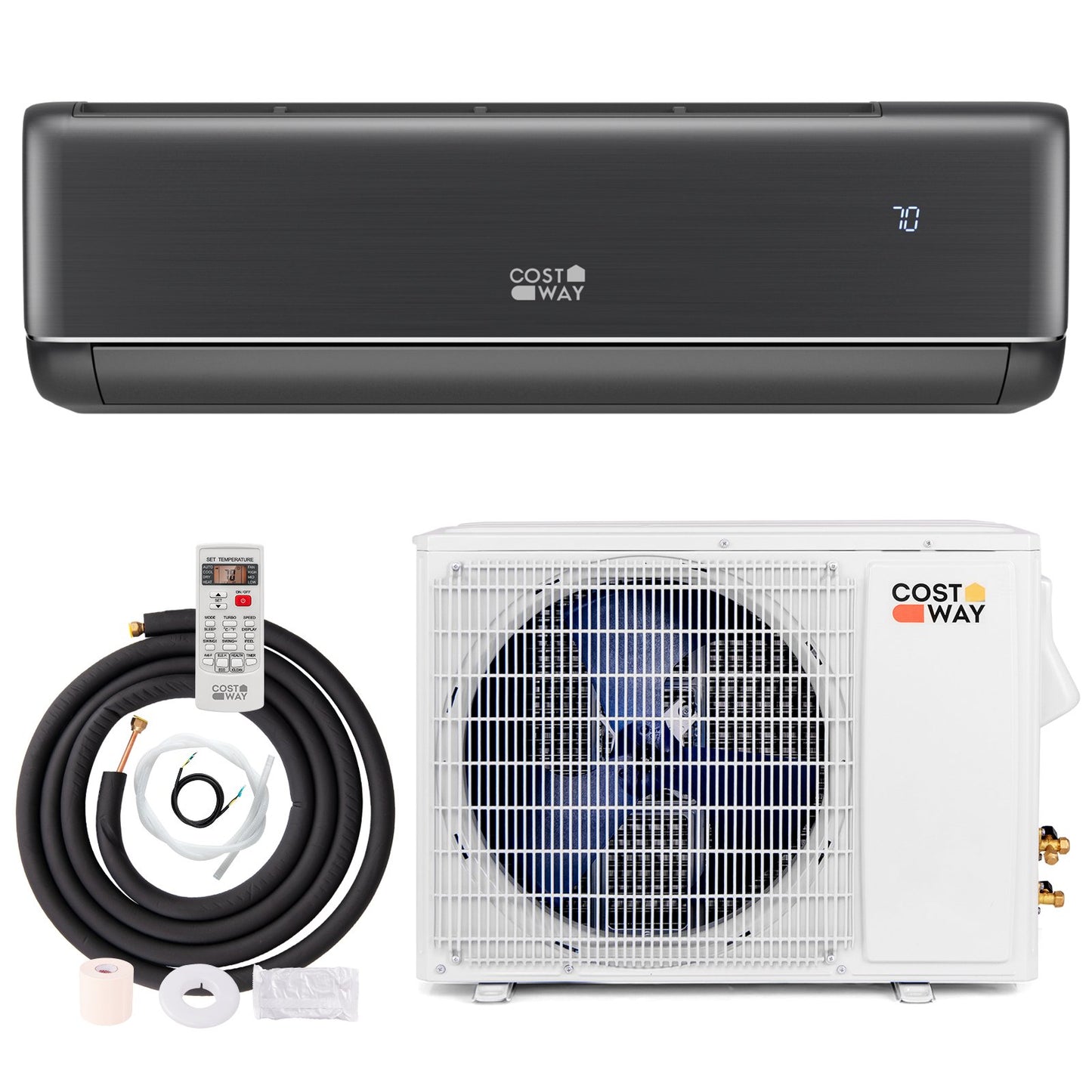 Energy Star Certified 18000 BTU 21 SEER2 208-230V Mini Split Air Conditioner and Heater Gray