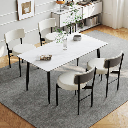 Dining Chair Set of 2 with Curved Backrest and Padded Seat-Gray