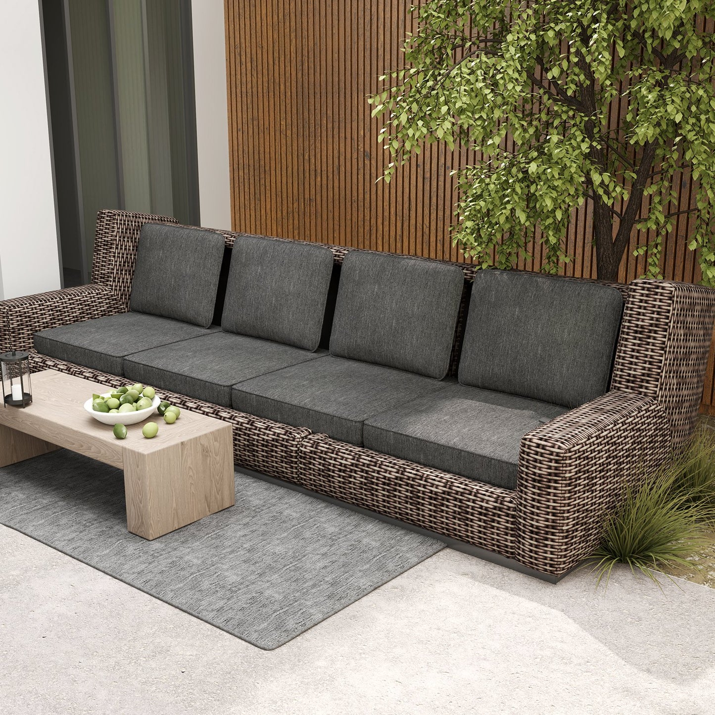 2-Pack Outdoor Patio Cushion Set with Removable Covers-Black