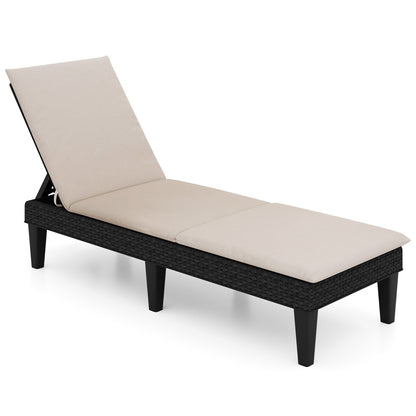 Patio Lounge Chair 3-Position Adjustable Backrest and Cushion-Blue
