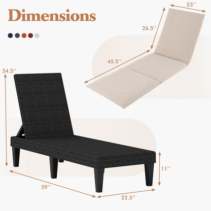 Patio Lounge Chair 3-Position Adjustable Backrest and Cushion-Blue