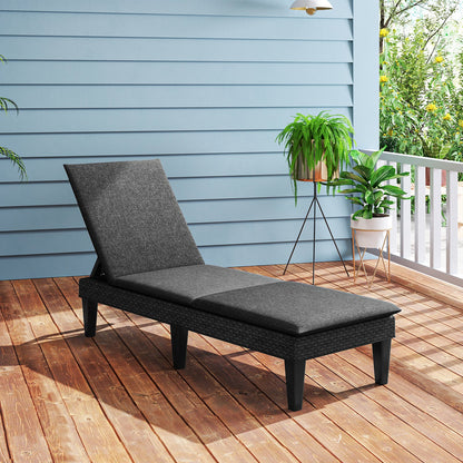 Patio Lounge Chair 3-Position Adjustable Backrest and Cushion-Blue
