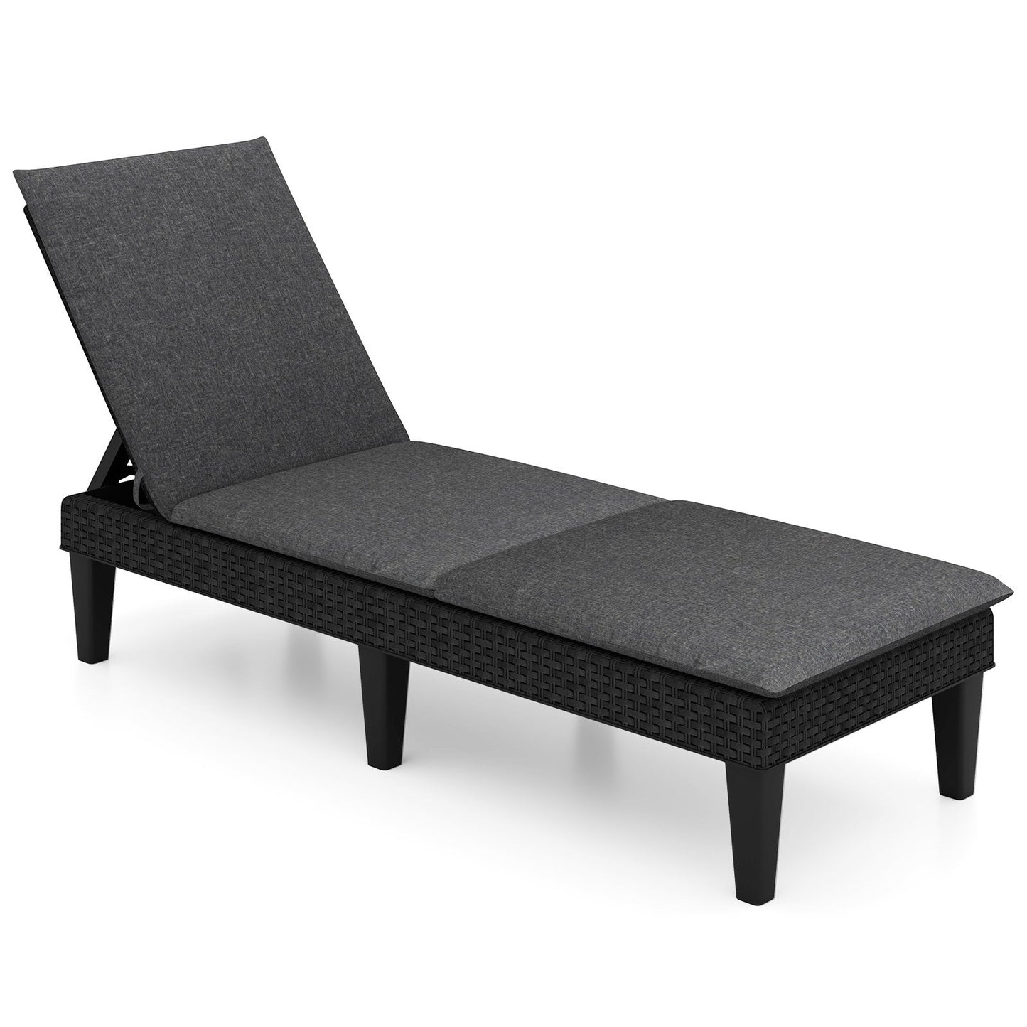 Patio Lounge Chair 3-Position Adjustable Backrest and Cushion-Blue