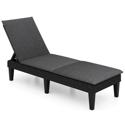 Patio Lounge Chair 3-Position Adjustable Backrest and Cushion-Blue