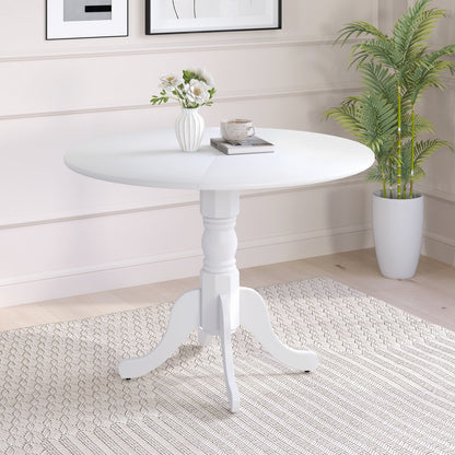 Wooden Dining Table with Round Tabletop and Curved Trestle Legs-Black