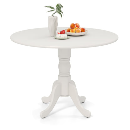 Wooden Dining Table with Round Tabletop and Curved Trestle Legs-Black