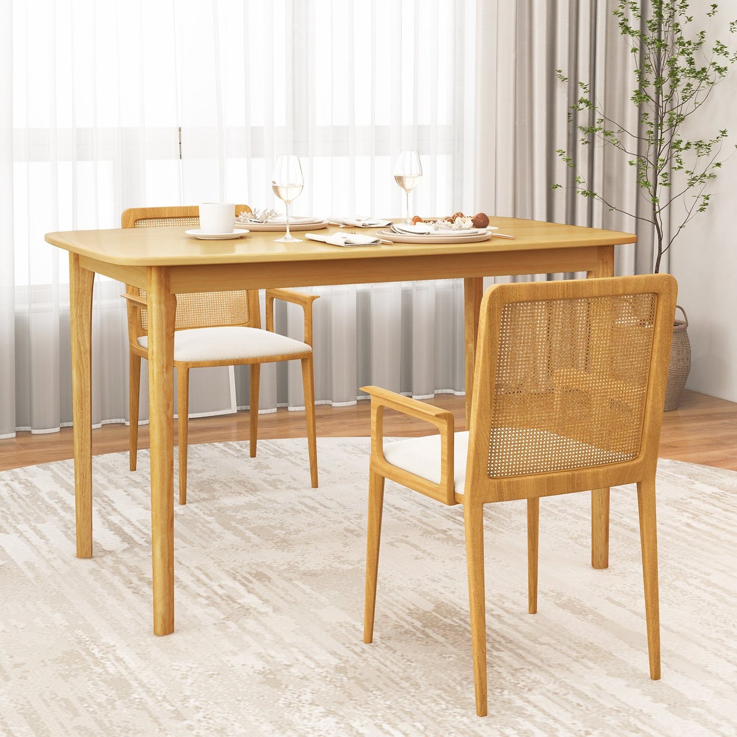 48 Inch Solid Wood Dining Table with Rubber Wood Supporting Legs for Kitchen Dining Room-Espresso