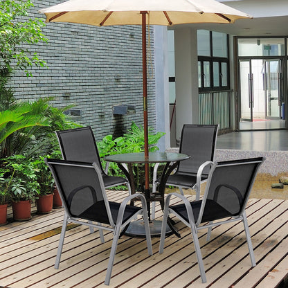 4  Pieces Stackable Patio Dining Chairs Set with Armrest-Black