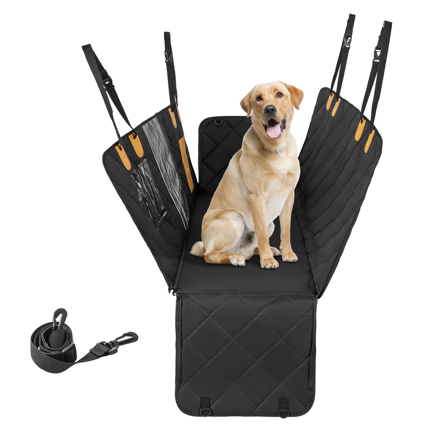 Dog Car Seat Cover Protector for Back Seat with Mesh Windows-Black