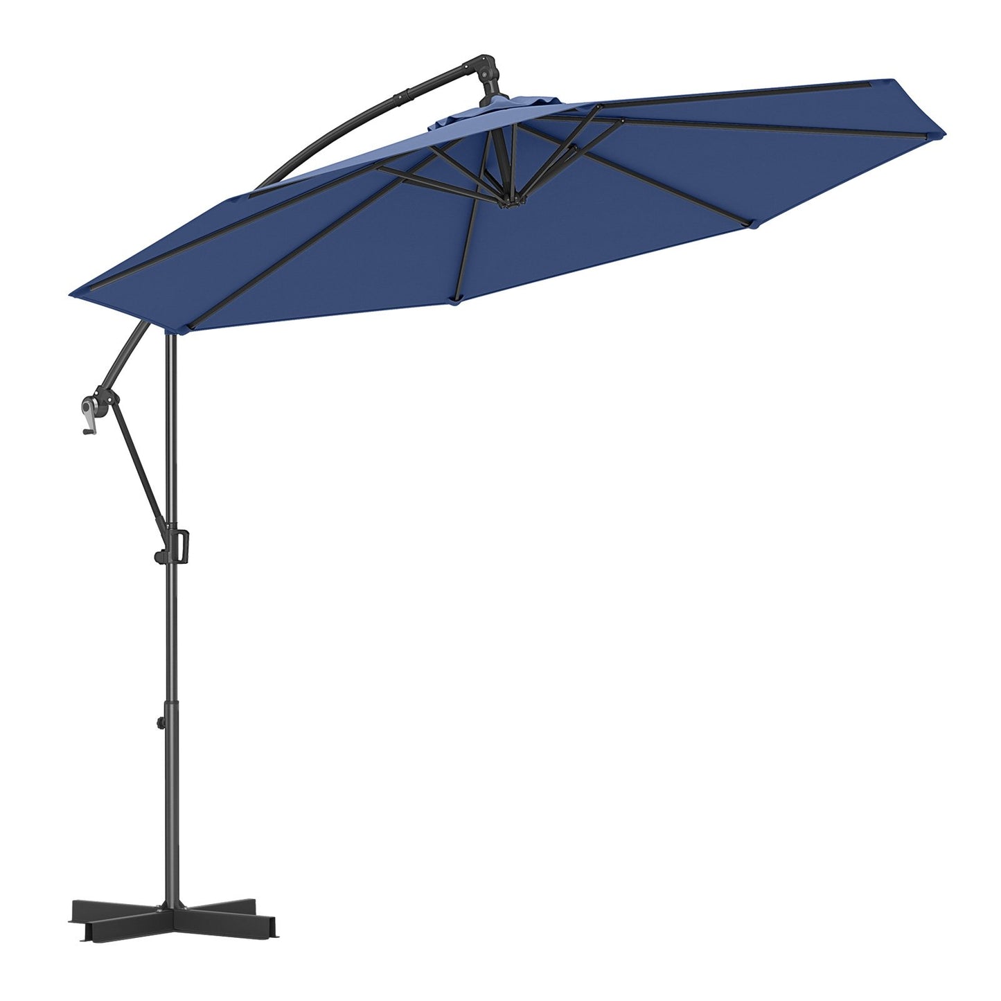 10 Feet Offset Hanging Umbrella with Base and Infinite Tilt-Beige