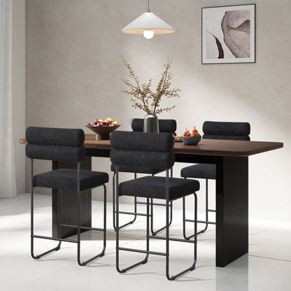 26 Inch Counter Height Bar Stools Set of 2 with Metal Frame and Footrest-Black