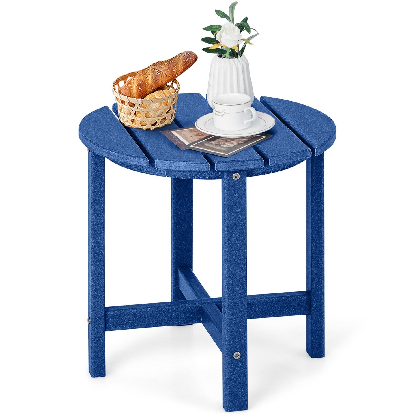 18 Inch Round Weather-Resistant Adirondack Side Table-Black