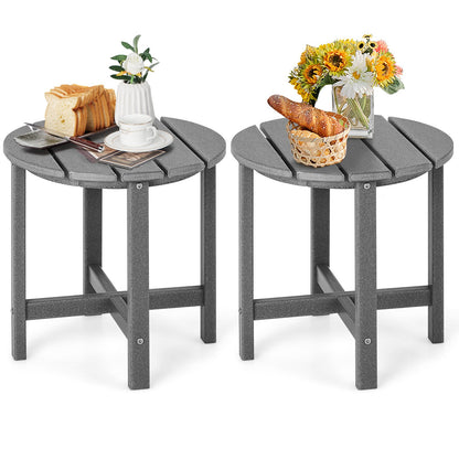 Set of 2 18 Inch Round Weather-Resistant Adirondack Side Tables-Black