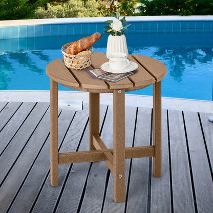 Set of 2 18 Inch Round Weather-Resistant Adirondack Side Tables-Black
