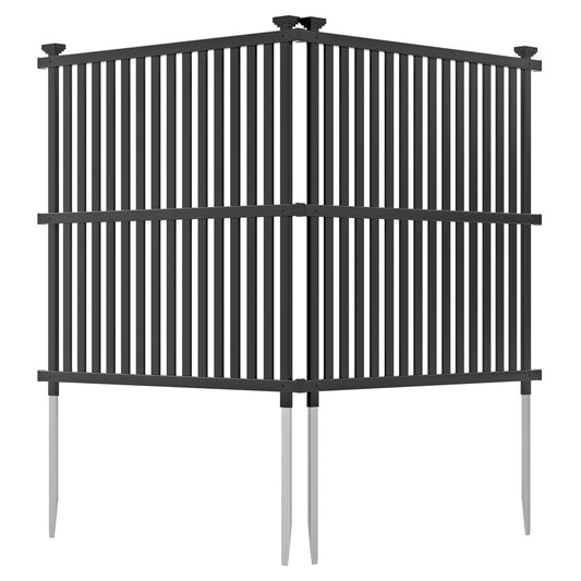Air Conditioner Fence Panel with Metal Ground Stakes for Outside-Black