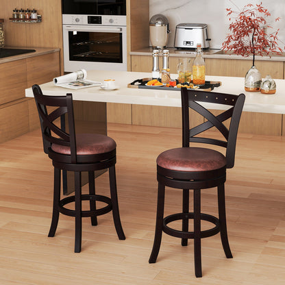 26/30 Inch Swivel Bar Stools Set of 2 Bar Chairs with Padded Seat-30 inches