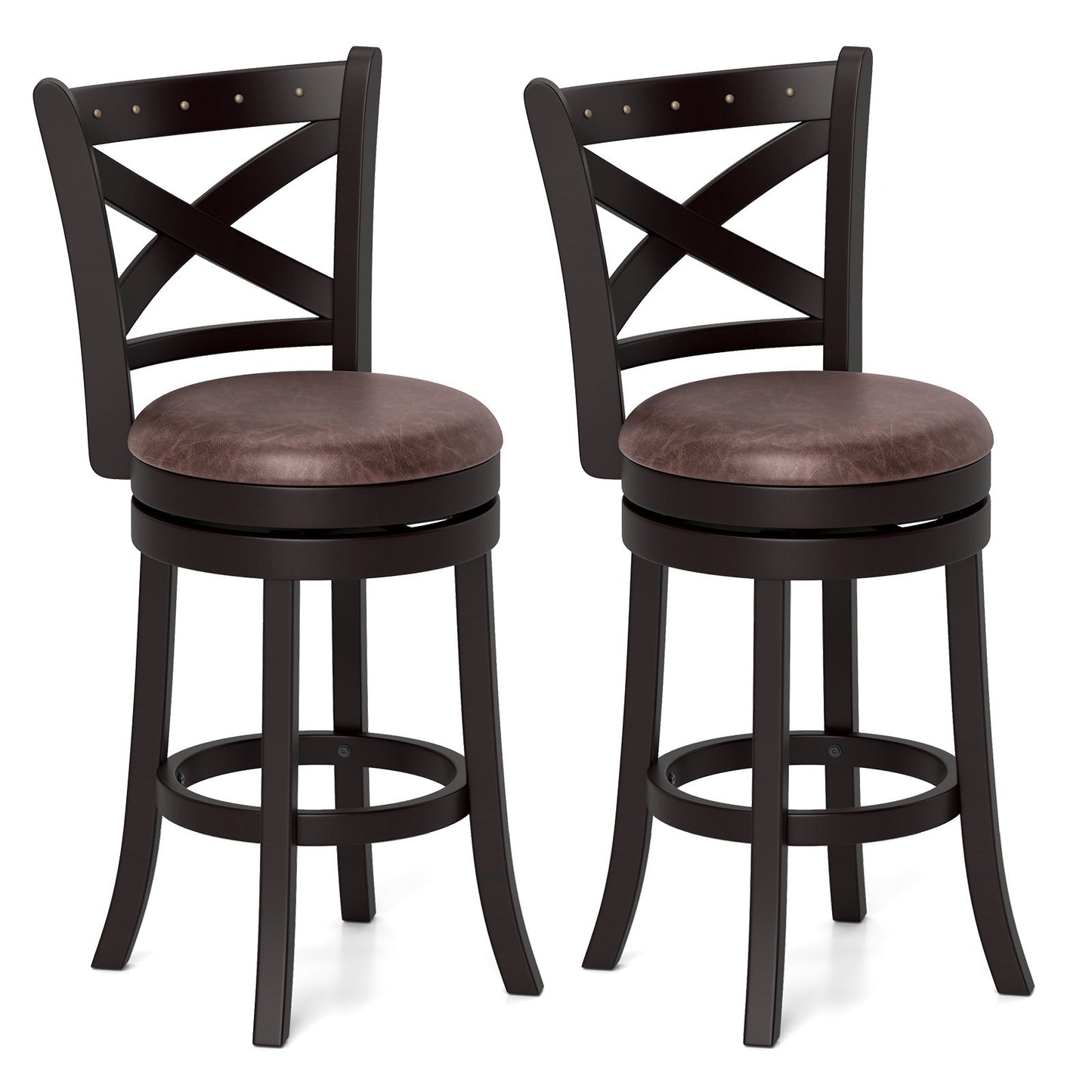 26/30 Inch Swivel Bar Stools Set of 2 Bar Chairs with Padded Seat-30 inches