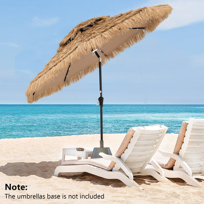 9 Feet Solar Powered Thatched Tiki Patio Umbrella with Led Lights