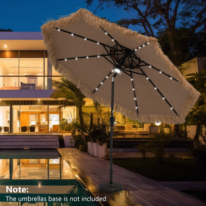 9 Feet Solar Powered Thatched Tiki Patio Umbrella with Led Lights