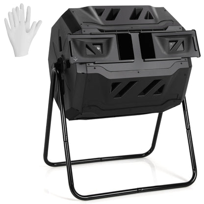 43 Gallon Composting Tumbler Compost Bin with Dual Rotating Chamber